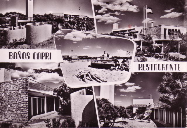 Postal de los Baños y Restaurante CAPRI de Gavà Mar (finales de la década de los 50 del siglo XX)